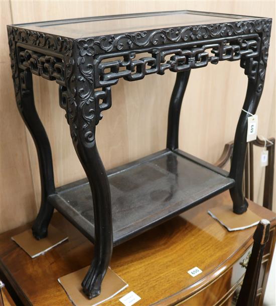 A Chinese hardwood occasional table, W.57cm